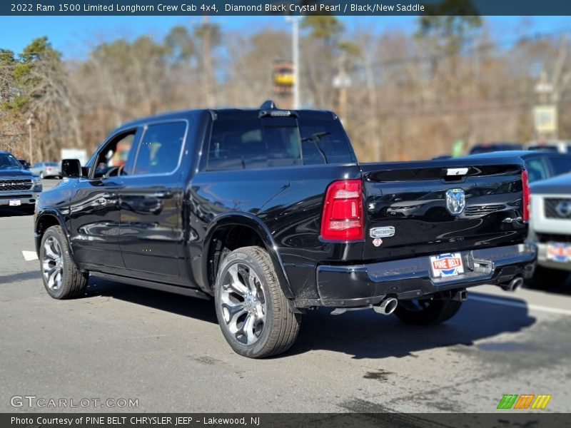 Diamond Black Crystal Pearl / Black/New Saddle 2022 Ram 1500 Limited Longhorn Crew Cab 4x4