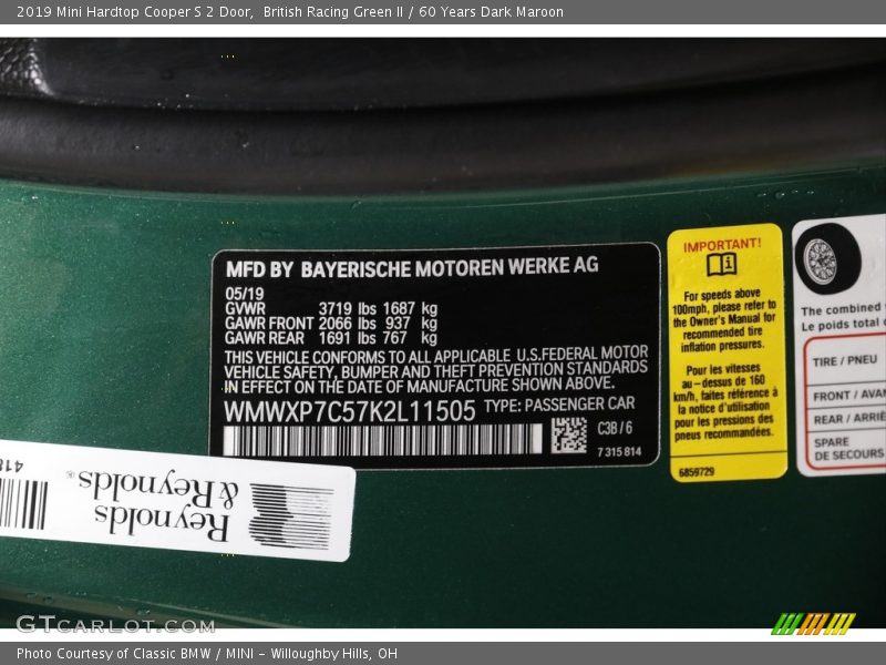 2019 Hardtop Cooper S 2 Door British Racing Green II Color Code C38