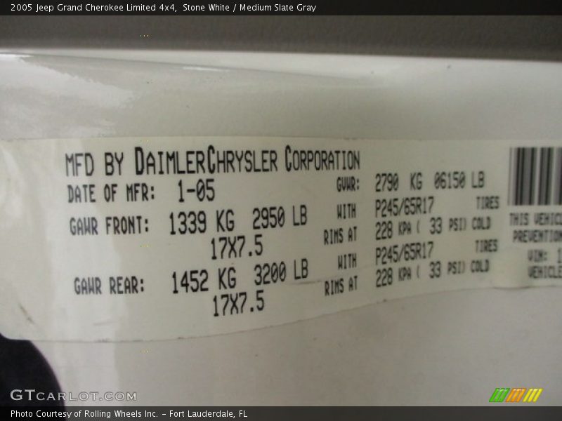 Stone White / Medium Slate Gray 2005 Jeep Grand Cherokee Limited 4x4
