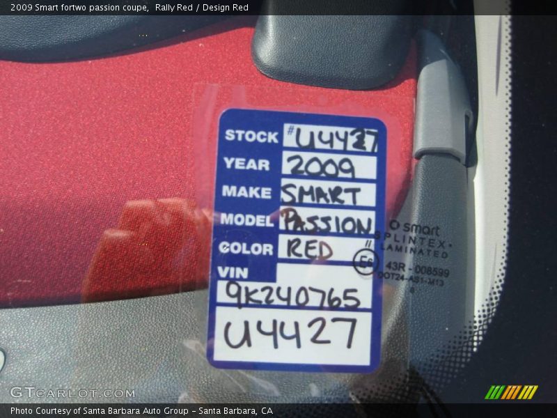Rally Red / Design Red 2009 Smart fortwo passion coupe