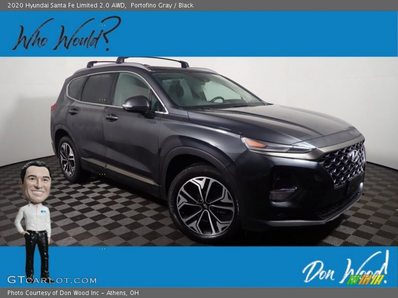 Portofino Gray / Black 2020 Hyundai Santa Fe Limited 2.0 AWD