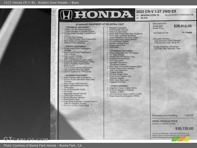 Modern Steel Metallic / Black 2022 Honda CR-V EX