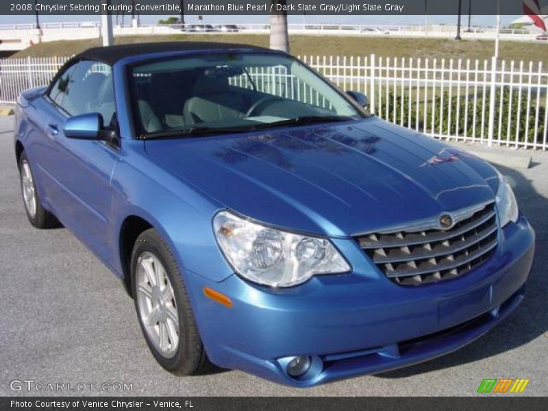 Marathon Blue Pearl / Dark Slate Gray/Light Slate Gray 2008 Chrysler Sebring Touring Convertible