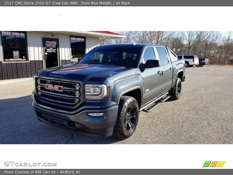 Stone Blue Metallic / Jet Black 2017 GMC Sierra 1500 SLT Crew Cab 4WD