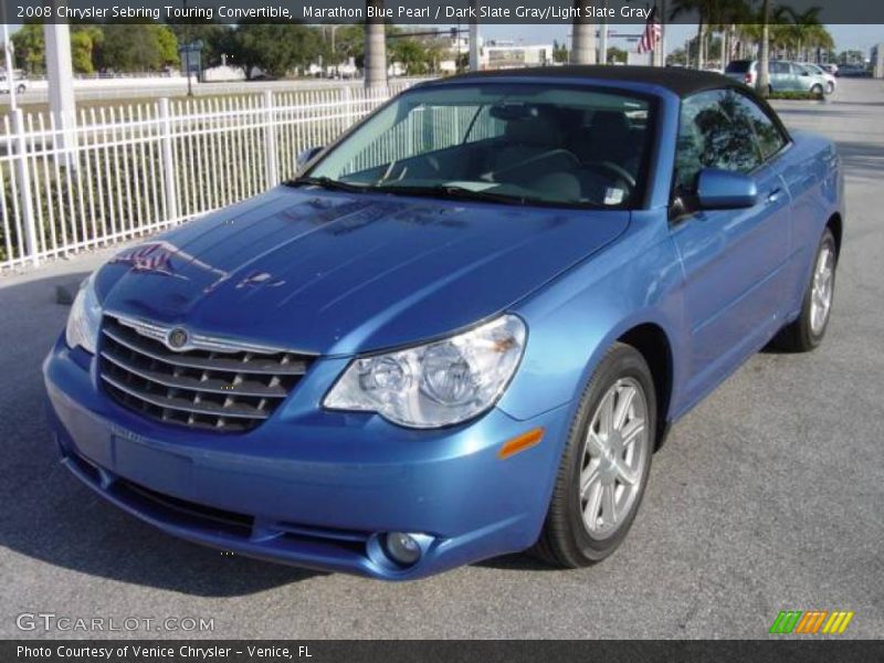 Marathon Blue Pearl / Dark Slate Gray/Light Slate Gray 2008 Chrysler Sebring Touring Convertible
