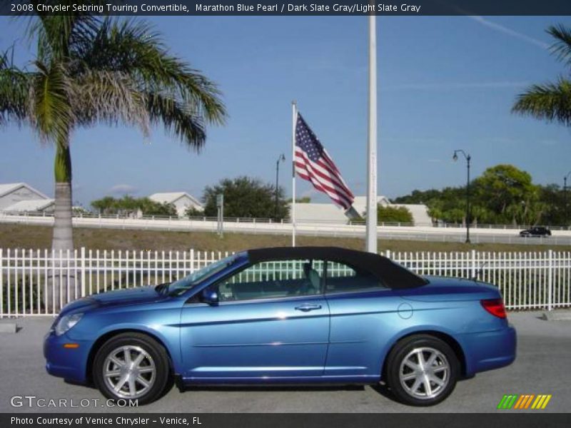 Marathon Blue Pearl / Dark Slate Gray/Light Slate Gray 2008 Chrysler Sebring Touring Convertible