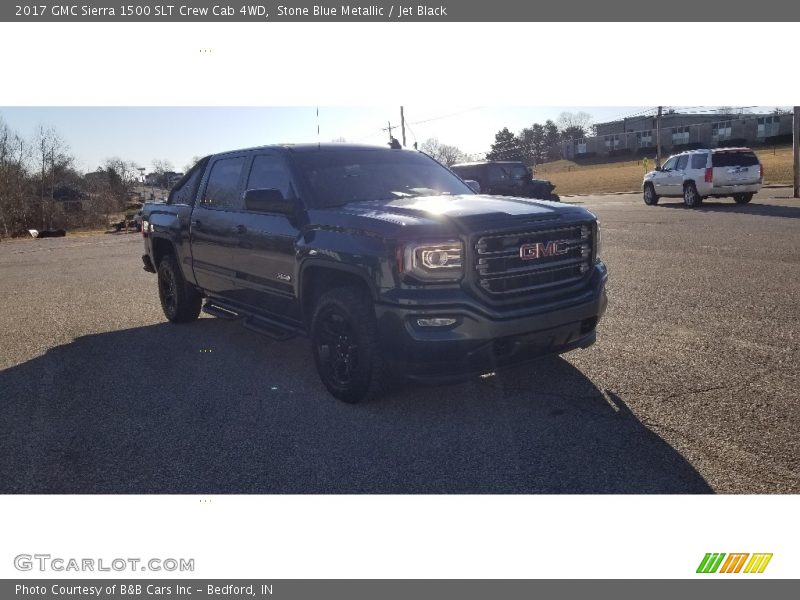 Stone Blue Metallic / Jet Black 2017 GMC Sierra 1500 SLT Crew Cab 4WD