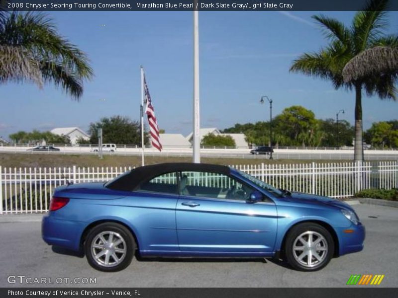 Marathon Blue Pearl / Dark Slate Gray/Light Slate Gray 2008 Chrysler Sebring Touring Convertible