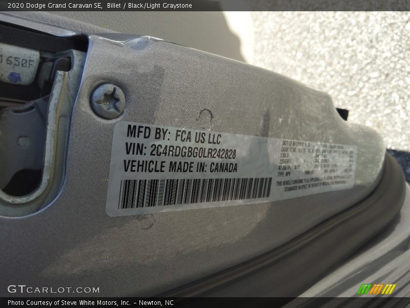 Billet / Black/Light Graystone 2020 Dodge Grand Caravan SE