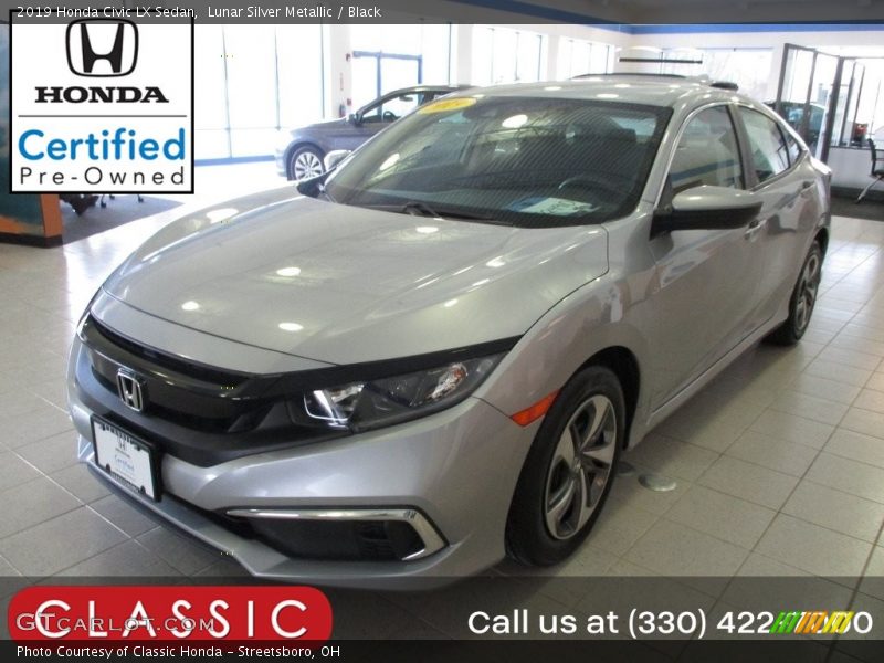 Lunar Silver Metallic / Black 2019 Honda Civic LX Sedan