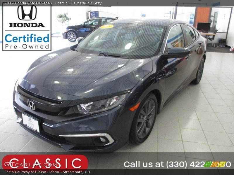 Cosmic Blue Metallic / Gray 2019 Honda Civic EX Sedan