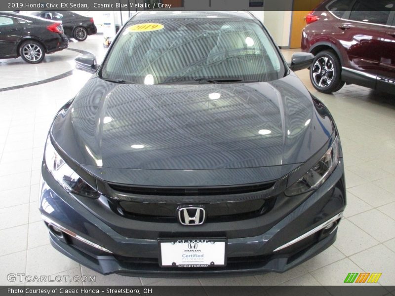Cosmic Blue Metallic / Gray 2019 Honda Civic EX Sedan