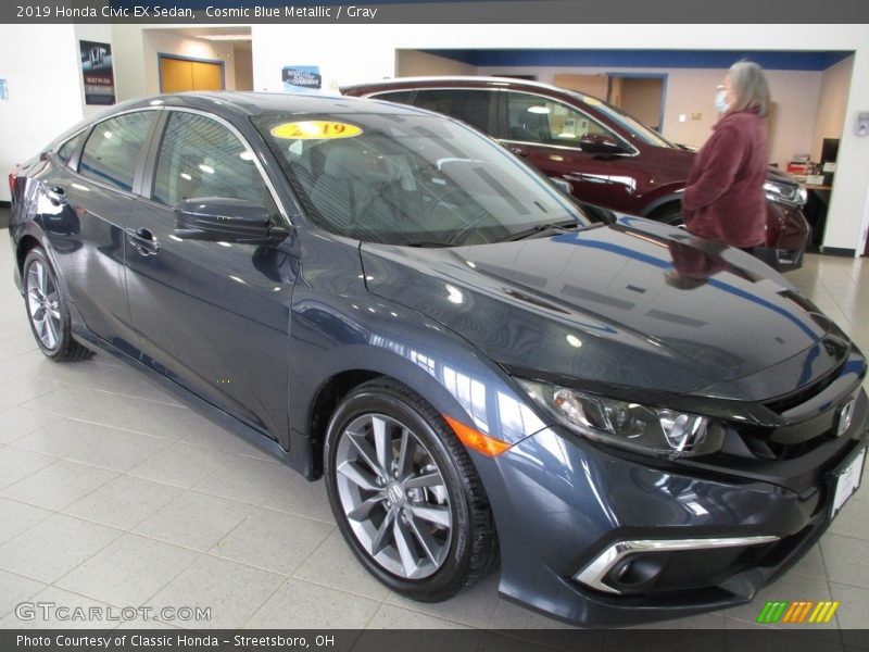 Cosmic Blue Metallic / Gray 2019 Honda Civic EX Sedan