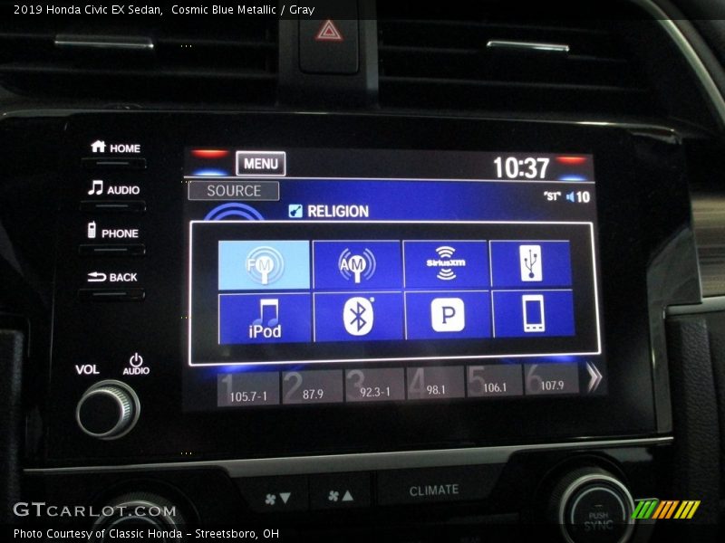 Cosmic Blue Metallic / Gray 2019 Honda Civic EX Sedan