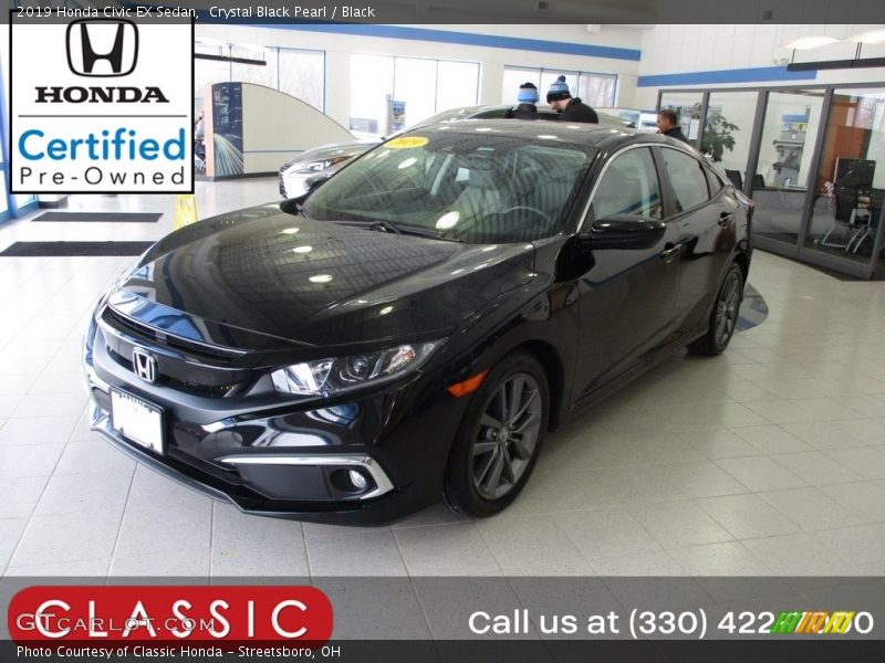 Crystal Black Pearl / Black 2019 Honda Civic EX Sedan