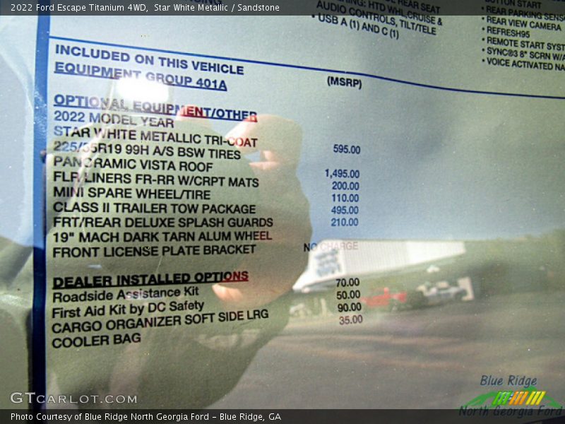 Star White Metallic / Sandstone 2022 Ford Escape Titanium 4WD
