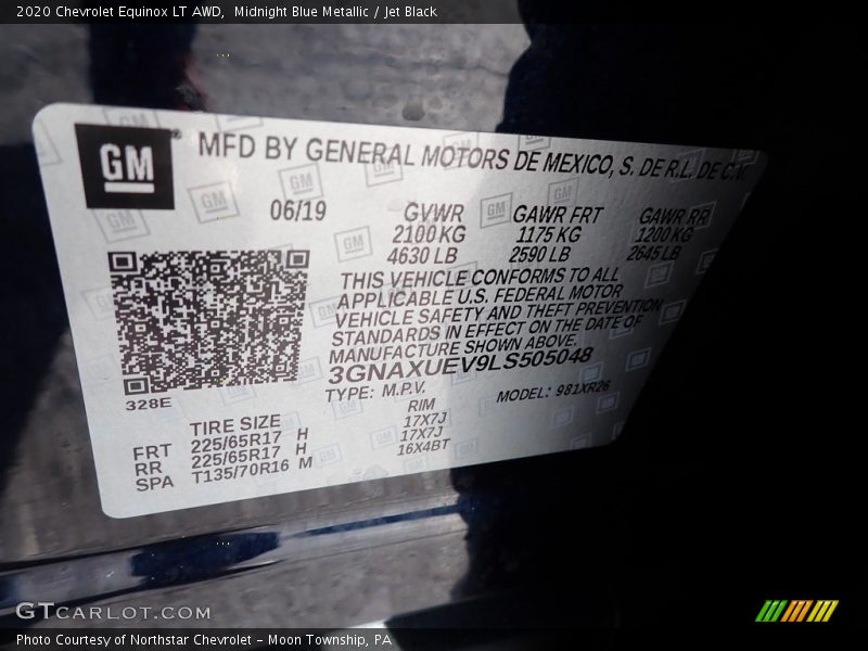 Midnight Blue Metallic / Jet Black 2020 Chevrolet Equinox LT AWD