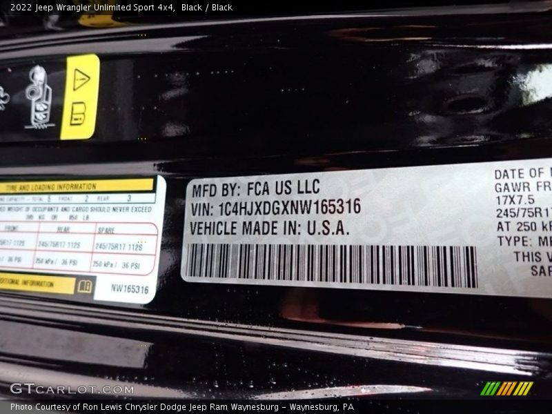 Black / Black 2022 Jeep Wrangler Unlimited Sport 4x4