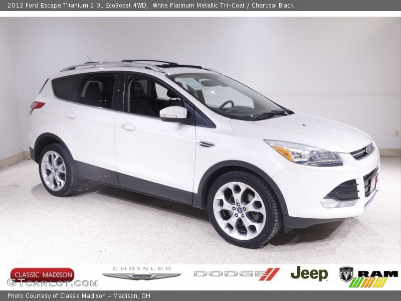 White Platinum Metallic Tri-Coat / Charcoal Black 2013 Ford Escape Titanium 2.0L EcoBoost 4WD