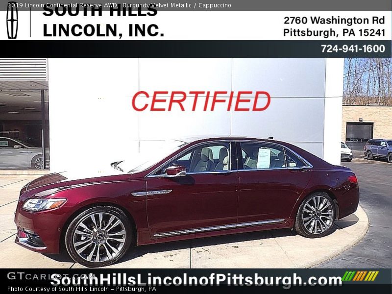 Burgundy Velvet Metallic / Cappuccino 2019 Lincoln Continental Reserve AWD