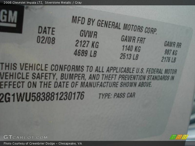 Silverstone Metallic / Gray 2008 Chevrolet Impala LTZ