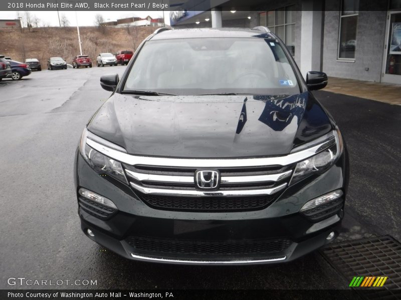 Black Forest Pearl / Beige 2018 Honda Pilot Elite AWD