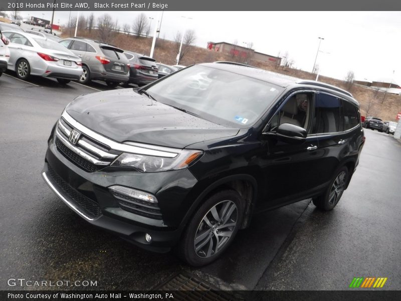 Black Forest Pearl / Beige 2018 Honda Pilot Elite AWD