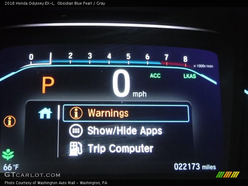 Obsidian Blue Pearl / Gray 2018 Honda Odyssey EX-L