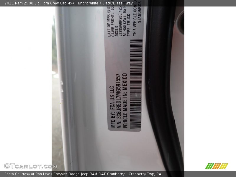 Bright White / Black/Diesel Gray 2021 Ram 2500 Big Horn Crew Cab 4x4