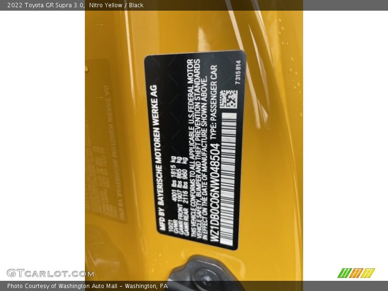 Nitro Yellow / Black 2022 Toyota GR Supra 3.0