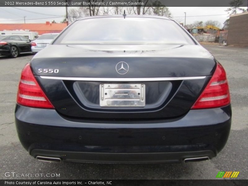 Lunar Blue Metallic / Cashmere/Savanna 2012 Mercedes-Benz S 550 Sedan