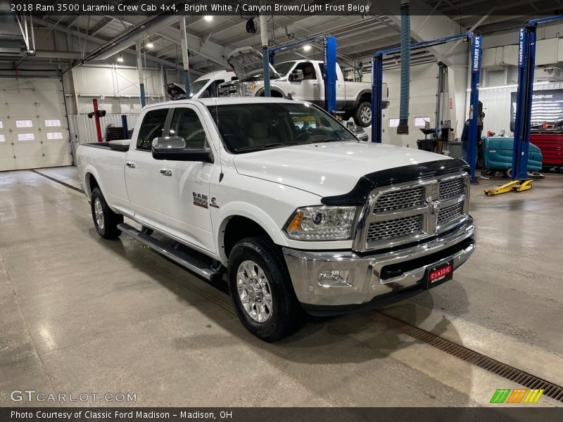 Bright White / Canyon Brown/Light Frost Beige 2018 Ram 3500 Laramie Crew Cab 4x4