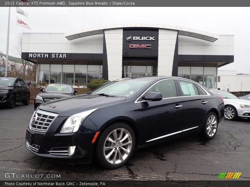 Sapphire Blue Metallic / Shale/Cocoa 2013 Cadillac XTS Premium AWD