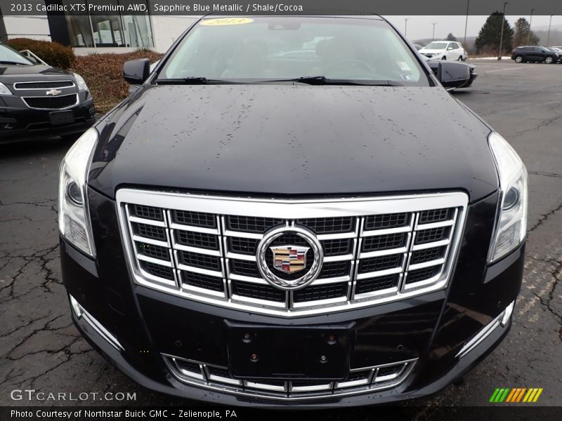 Sapphire Blue Metallic / Shale/Cocoa 2013 Cadillac XTS Premium AWD