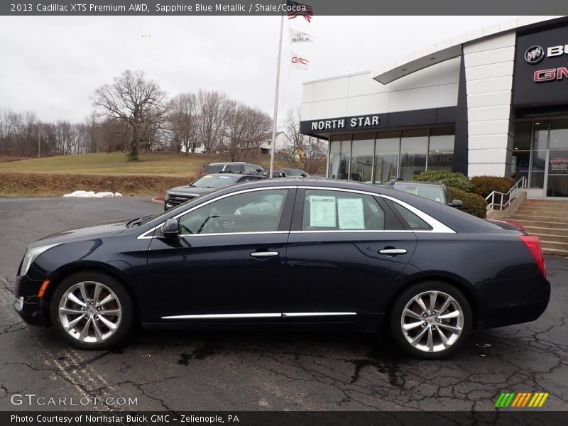 Sapphire Blue Metallic / Shale/Cocoa 2013 Cadillac XTS Premium AWD