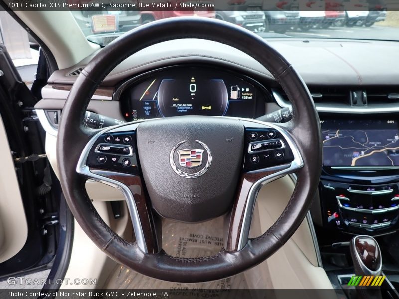 Sapphire Blue Metallic / Shale/Cocoa 2013 Cadillac XTS Premium AWD