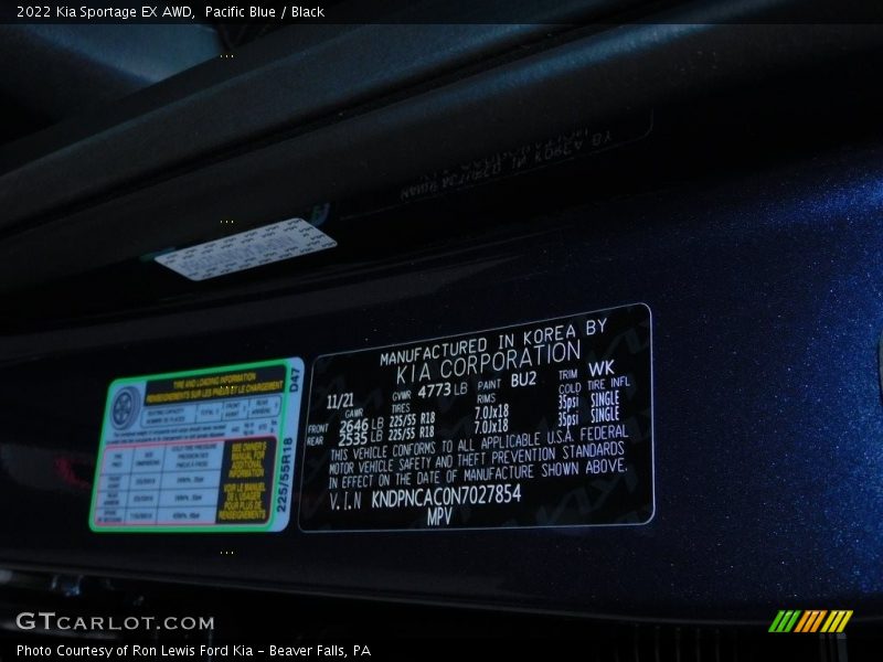 Pacific Blue / Black 2022 Kia Sportage EX AWD
