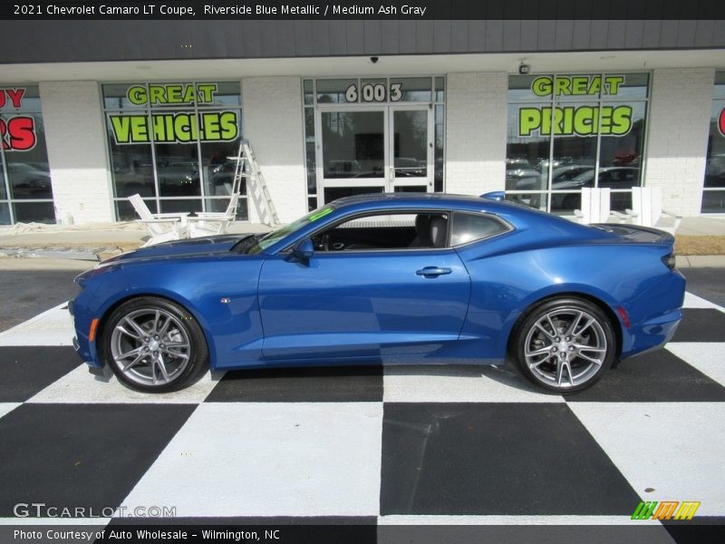 Riverside Blue Metallic / Medium Ash Gray 2021 Chevrolet Camaro LT Coupe