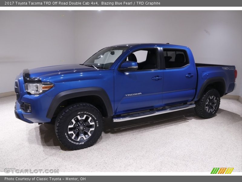 Blazing Blue Pearl / TRD Graphite 2017 Toyota Tacoma TRD Off Road Double Cab 4x4