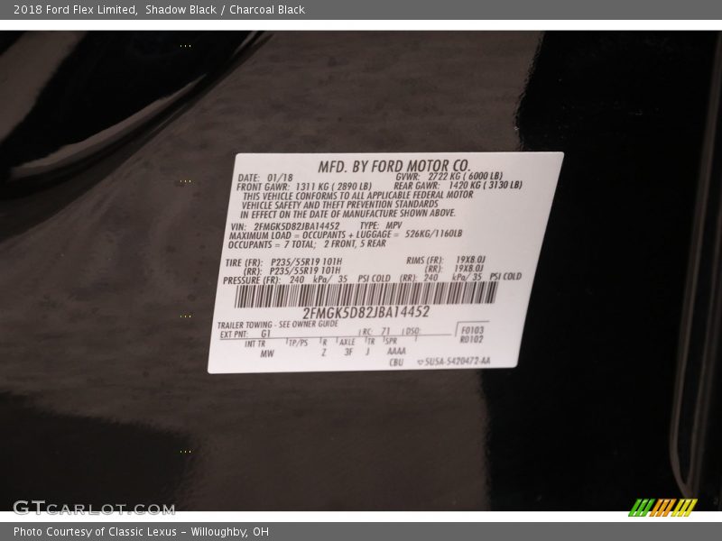 Shadow Black / Charcoal Black 2018 Ford Flex Limited