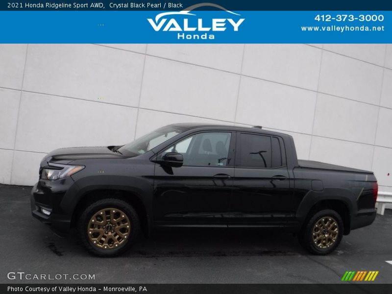 Crystal Black Pearl / Black 2021 Honda Ridgeline Sport AWD