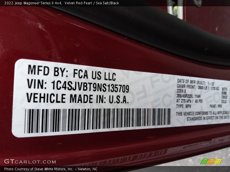 Velvet Red Pearl / Sea Salt/Black 2022 Jeep Wagoneer Series II 4x4