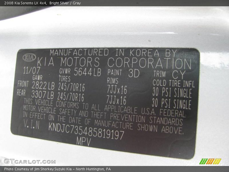 Bright Silver / Gray 2008 Kia Sorento LX 4x4