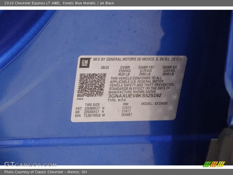 Kinetic Blue Metallic / Jet Black 2019 Chevrolet Equinox LT AWD
