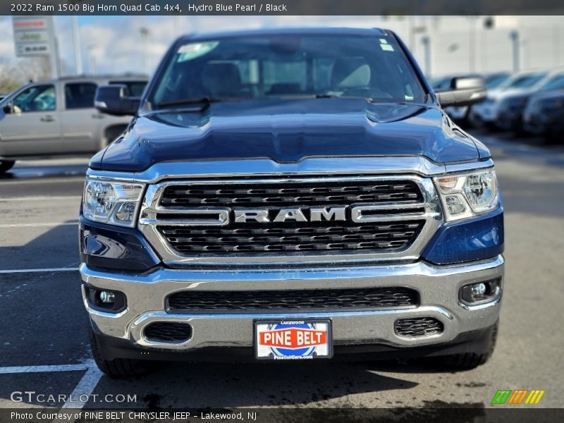 Hydro Blue Pearl / Black 2022 Ram 1500 Big Horn Quad Cab 4x4