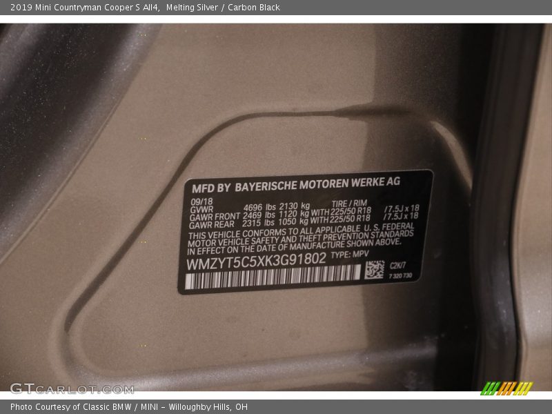 Melting Silver / Carbon Black 2019 Mini Countryman Cooper S All4