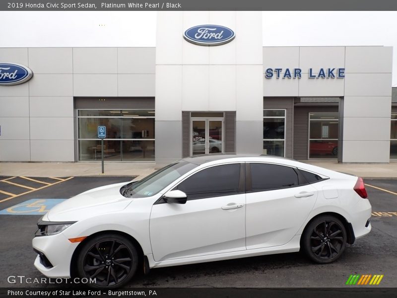 Platinum White Pearl / Black 2019 Honda Civic Sport Sedan