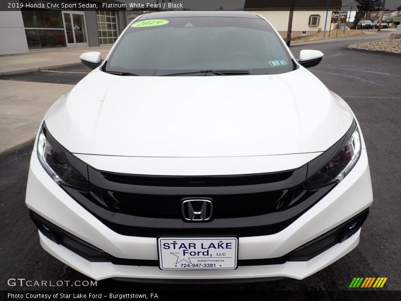 Platinum White Pearl / Black 2019 Honda Civic Sport Sedan
