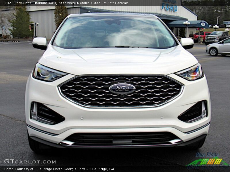 Star White Metallic / Medium Soft Ceramic 2022 Ford Edge Titanium AWD