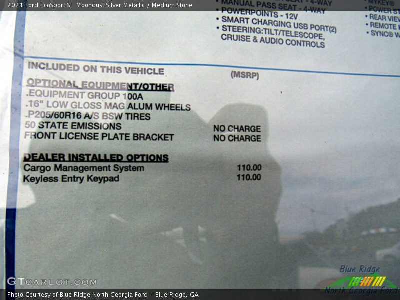 Moondust Silver Metallic / Medium Stone 2021 Ford EcoSport S